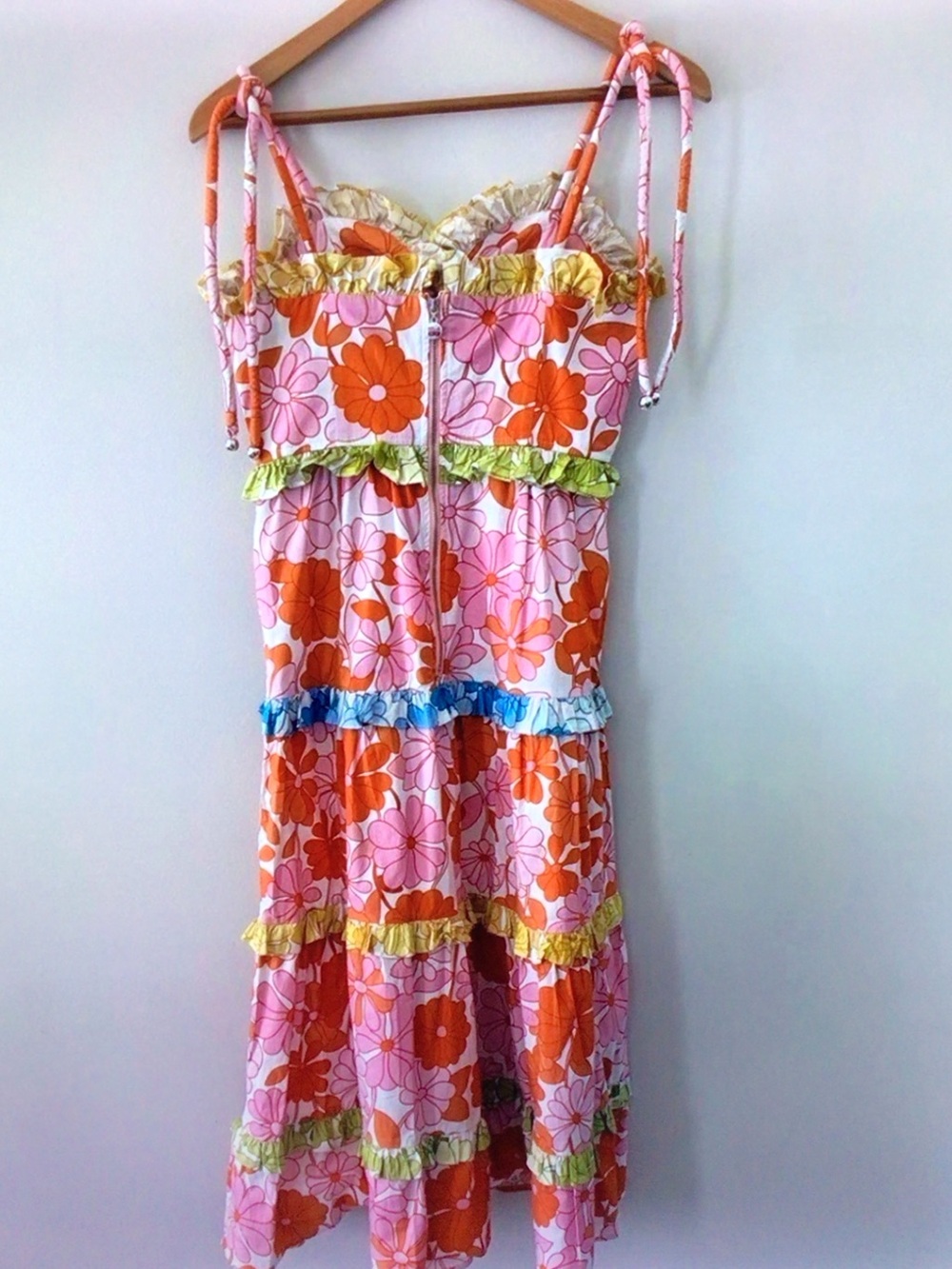 Floral Tie-Strap Sundress in Pink & Orange